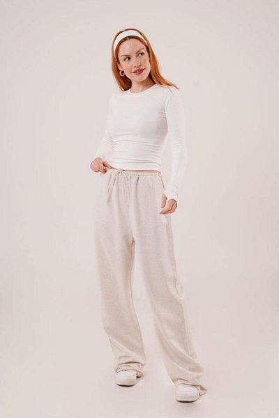modamtn Linen Ecru Trousers with Pocket and Tie Detail