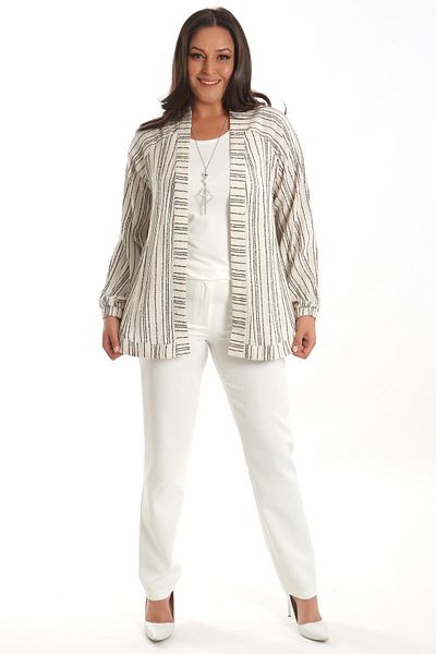 Metpoint Trend42plus Μεγάλο Μέγεθος Ριγέ Oversize Καφέ Μπουφάν