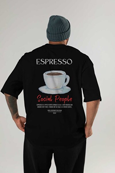 Ankhises تي شيرت كبير الحجم مطبوع عليه كوكتيل الإسبريسو للرجال والنساء 100% ق...