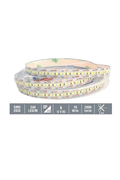 İnoled 12 Volt 3000K Günışığı 3 Çip Silikonsuz 5 Metre Şerit Led / 240 Led