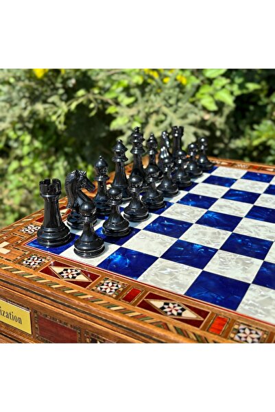 banabirhediye طقم شطرنج مصنوع يدويًا، معدن برونزي، شطرنج خشب متين، هدية، طقم شطرنج