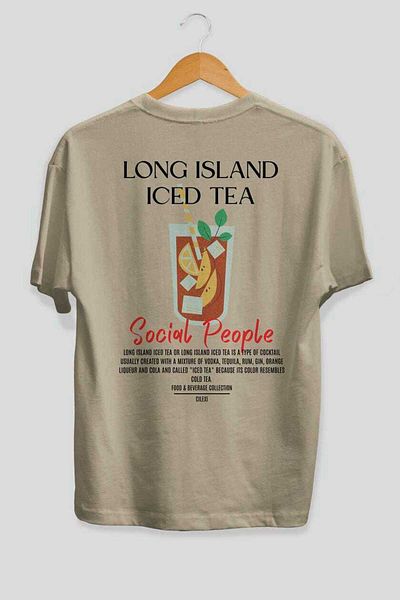 Ankhises Tricou oversize cu imprimeu Cocktail Long Island iced tea Bărbați Femei Tricou cu decolteu 100% bumbac