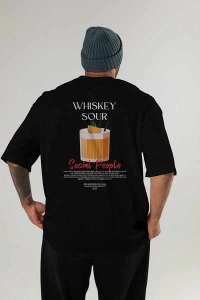Ankhises Tricou oversize cu imprimeu Whiskey Sour Cocktail Bărbați Femei Tricou cu decolteu 100% bumbac