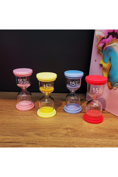 Store 15 Dakikalık Renkli Kum Saati 10x4,5 cm Premium Şık Hediyelik Ev/Ofis/O...