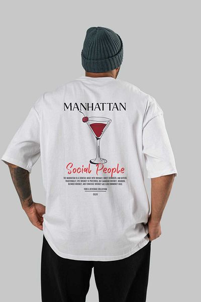 Ankhises Manhattan Cocktail Printed Oversize T-Shirt Men Women 100% Cotton Crew Neck Tshirt
