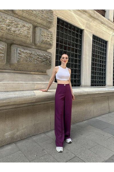 modamtn High Waist Palazzo Metal Buttonpants