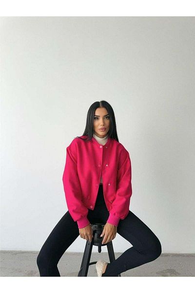 Yelo butik Bomber Coat Cyrus Fabric - Fuchsia