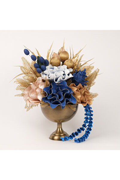 TASARIMHMODA Yapay Çiçekli Antik Yuvarlak Vazo No:11