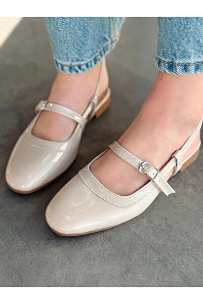 I Love Shoes Minor Patent Leather Beige Tape Detailed Mary Jane