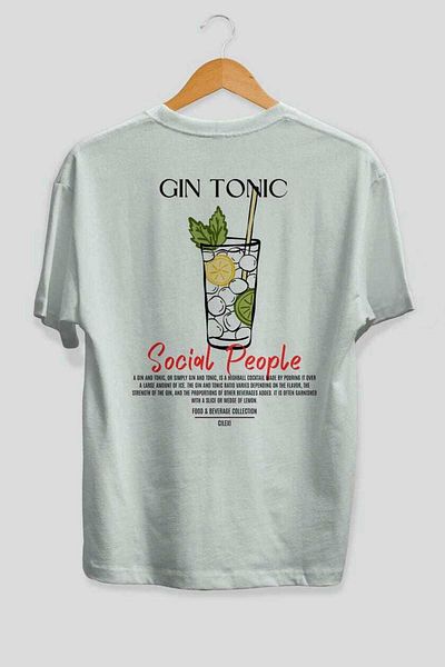 Ankhises Gın Tonic Cocktail Printed Oversize T-Shirt Men Women 100% Cotton Crew Neck T-Shirt