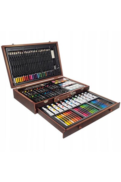 Evelise Σετ ζωγραφικής και σχεδίου, Maaleo, ξύλινο κιτ, 128 τεμάχια
