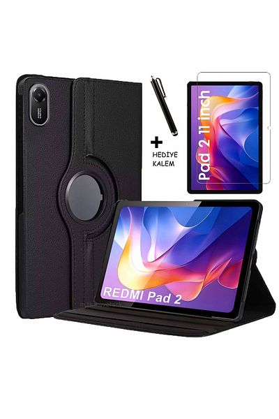 m.tk moveteck Xiaomi Redmi Pad 2 11 Inch 2025 Tablet Case 360 ​​Rotating Leather Stand Cover Screen Protector and Pen Set