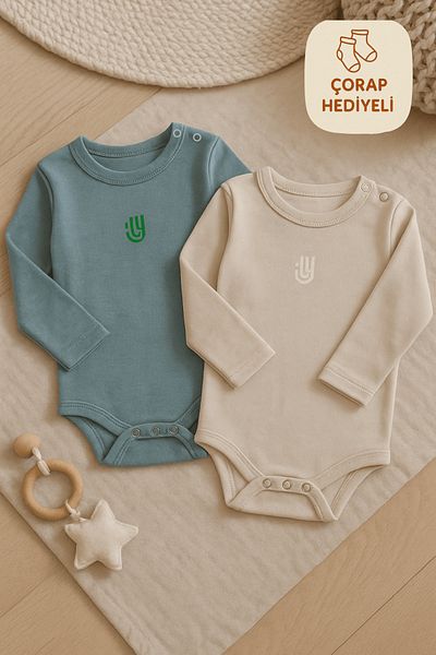 Babily 100% Cotton Two Piece Long Sleeve Snap Fastener Unisex Bodysuit Baby Newborn and Children