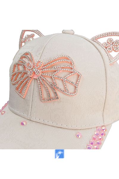 Kardelen Butik Denizli Girl's Hat with Stones and Bow (Age 3-8)