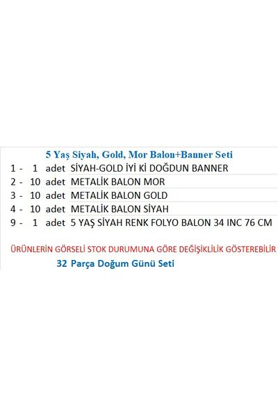 ZENVİVA 5 Years Old Black, Gold, Purple Balloon+Banner Set