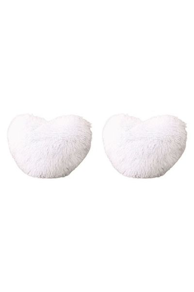 OEM Set 2 Decorative Pillows Fluffy, Heart Shape, MS STAR@, 40x30x10cm, White
