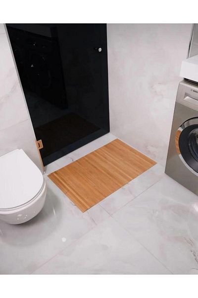 Amentes Covoraș de baie anti-alunecare din bambus natural 50x120 cm
