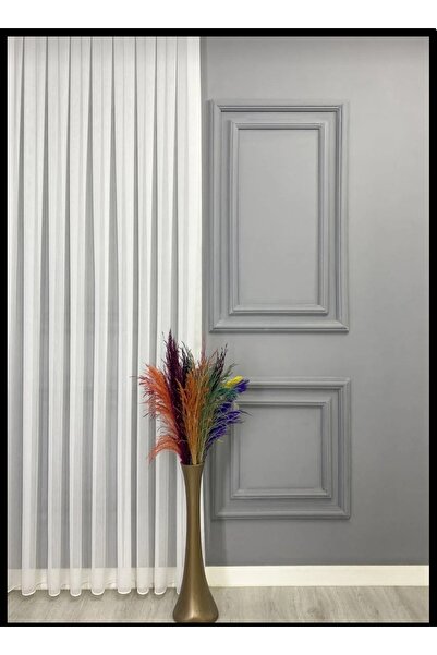 venedik home Bamboo Tulle Curtain 1X2 Sparse Pleated Ultra Gramage (300Gr) Non-Wrinkle No-Iron Ecru Color Tulle Curtain