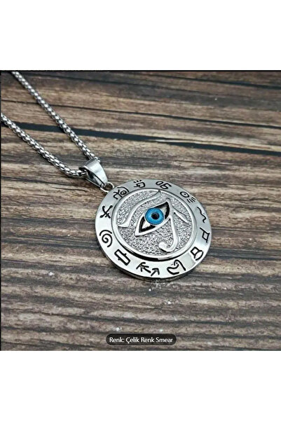 shop S19- ANTİK MISIR HORUS'UN GÖZÜ KARTAL BAŞLI KOLYE GÜMÜŞ RENGİ