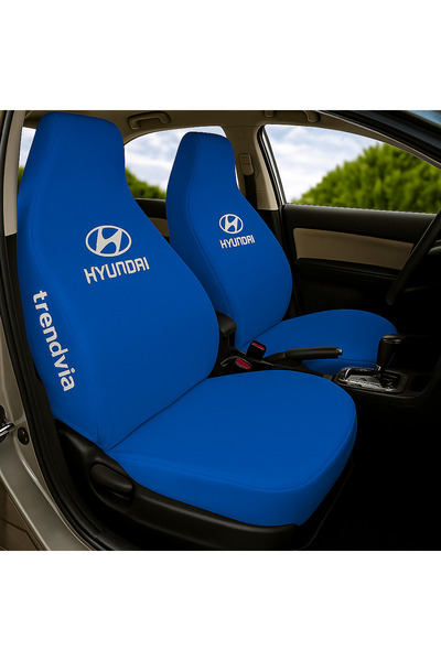 trivexa Front and Rear Auto Service Cover Set with Blue Hyundai Logo – Combed...
