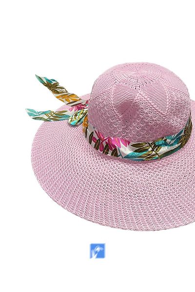 Kardelen Butik Denizli Mercerized Beach Hat with Handle for Women (55-58 cm)