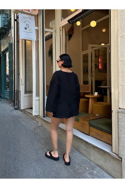 MY LİKA Strawberry Linen Shorts Suit
