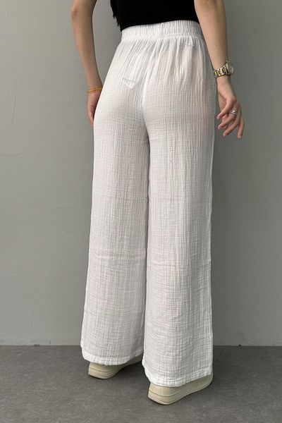 MODA بنطلون موسلين بخصر مطاطي