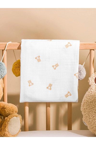 LC Waikiki Lcw Baby Bear Printed Baby Boy Muslin Cover 90X100 cm (W5)
