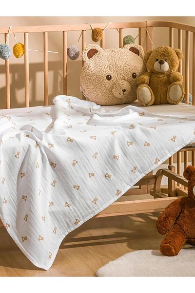 LC Waikiki Lcw Baby Bear Printed Baby Boy Muslin Cover 90X100 cm (W5)