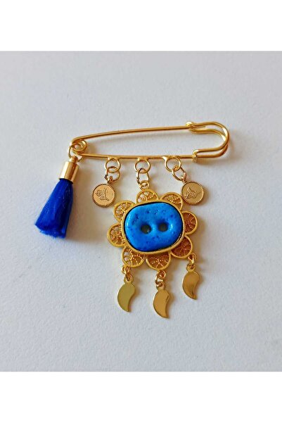 shop Süryani Nazar Taşı Telkari Detaylı Yaka İğnesi Broş – El Yapımı