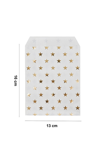 repro design Altın Yıldızlı Mini Kese Kâğıdı 10’lu | 13x18 cm Hediye Paketi Kâğıt Poşet