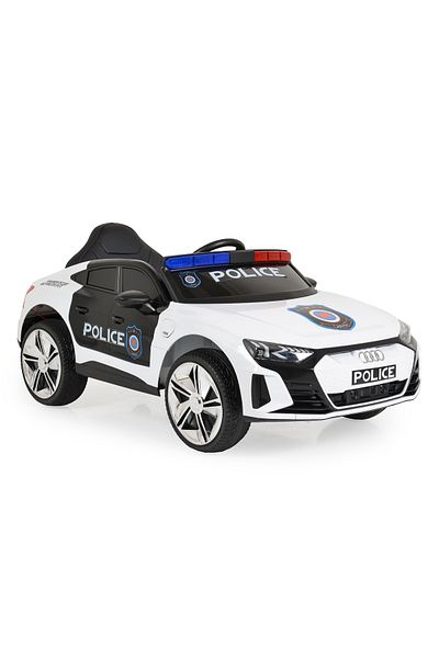 Audi Mașină Electrică Poliție Copii 3–8 Ani – RS e-tron, 2 Motoare, Lumini, Telecomandă, Muzica