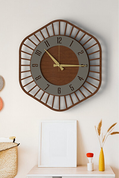 LUPOKRAFT Modern Dekoratif Ahşap Duvar Saati – Sessiz Mekanizma, 48 cm, Renk ...