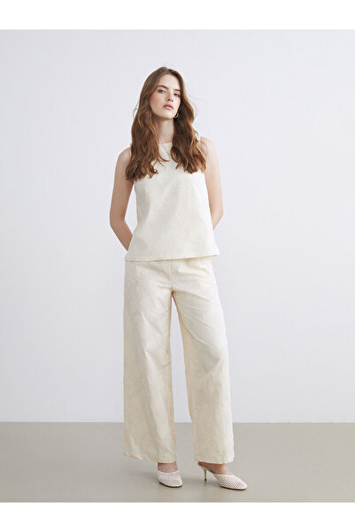 LC Waikiki Vizyon New Season Elastic Waist Self-Patterned Women's Trousers