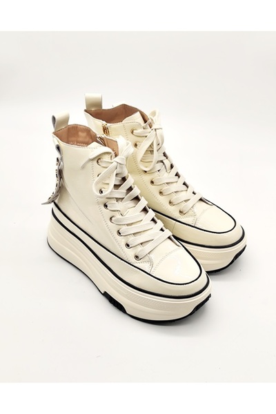 Of&Off Women's Patent Leather Thick Sole Imported Boots