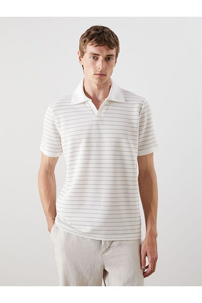 LC Waikiki Southblue Polo Neck Striped Men's T-Shirt