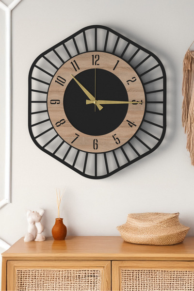 LUPOKRAFT Modern Dekoratif Ahşap Duvar Saati – Sessiz Mekanizma, 48 cm, Renk ...