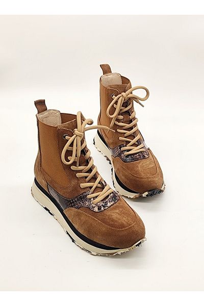 Of&Off Women's Genuine Leather Patterned Boots