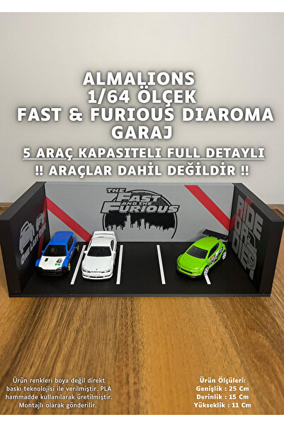 almalions 1/64 Ölçek Diaroma Araç Sergileme Garajı - Fast & Furious - 5 Araçlık