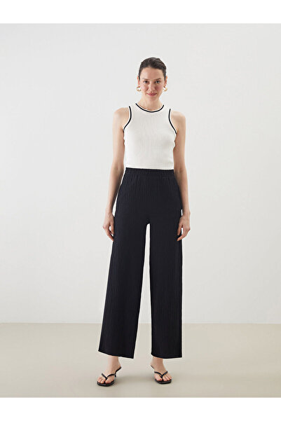 LC Waikiki Peak New Season Elastic Waist Textured Women's Trousers