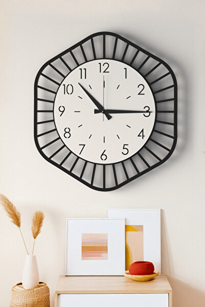 LUPOKRAFT Modern Dekoratif Ahşap Duvar Saati – Sessiz Mekanizma, 48 cm, Siyah...