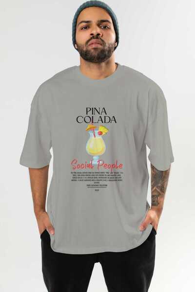 Ankhises تي شيرت كبير الحجم مطبوع عليه كوكتيل بينا كولادا للرجال والنساء مصنوع من القطن بنسبة 100% برقبة دائرية