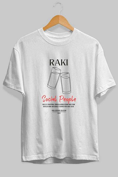 Ankhises Raki Cocktail Front Printed Oversize T-Shirt Men Women 100% Cotton Crew Neck t Shirt