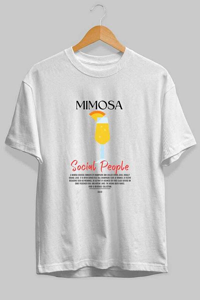 Ankhises Mimosa Cocktail Front Printed Oversize T-Shirt Men Women 100% Cotton Crew Neck Tee