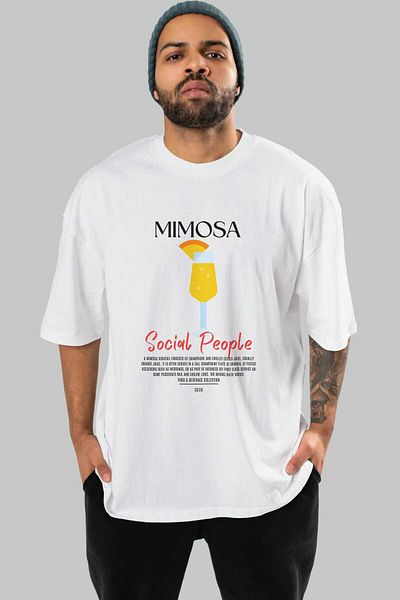 Ankhises Mimosa Cocktail Front Printed Oversize T-Shirt Men Women 100% Cotton Crew Neck Tee