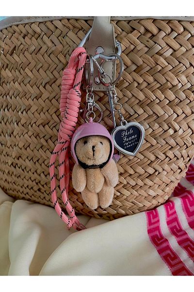 STEELSPARK Cute Hamster Bag Charmi Keychain ​​With Pink Helmet