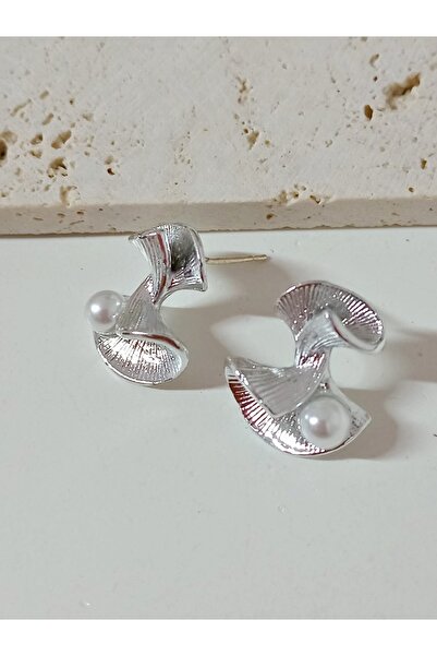 mos&more Silver Gingko Pearl Small Women's Earrings