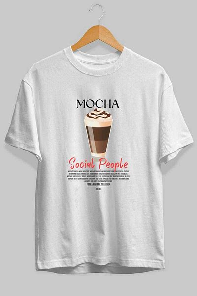 Ankhises Mocha Cocktail Front Printed Oversize T-Shirt Men Women 100% Cotton Crew Neck Tee
