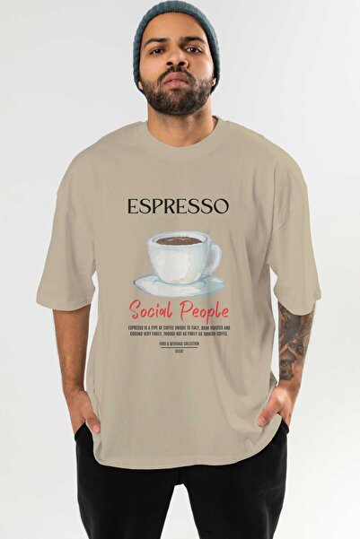 Ankhises Espresso Cocktail μπροστινό εμπριμέ μπλουζάκι Oversize Ανδρικό Γυναικείο 100% βαμβακερό μπλουζάκι με λαιμόκοψη