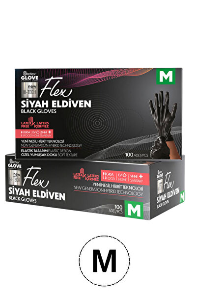 Reflex Flex Tpe Hibrit Pudrasız Siyah Eldiven M Beden
